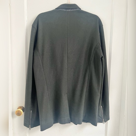 JOHN VARVATOS FELTED BLACK WOOL ASYMMETRIC ZIP JACKET Size L $898 - Picture 5 of 5